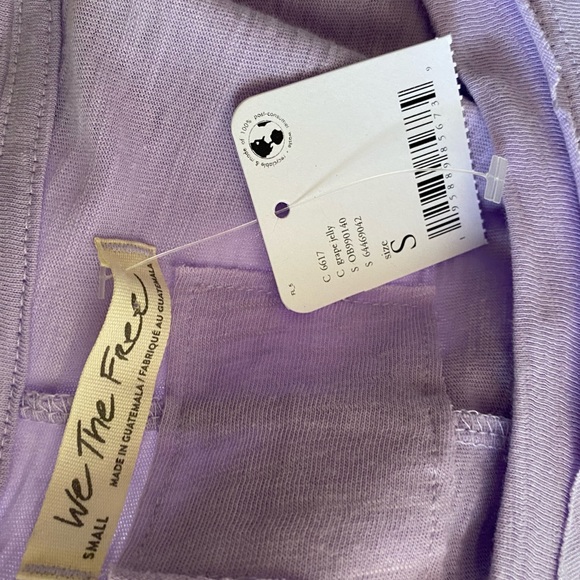NWT Free People We the Free Arden Cotton tee Shirt Elven Lily Purple NEW. - Picture 6 of 6